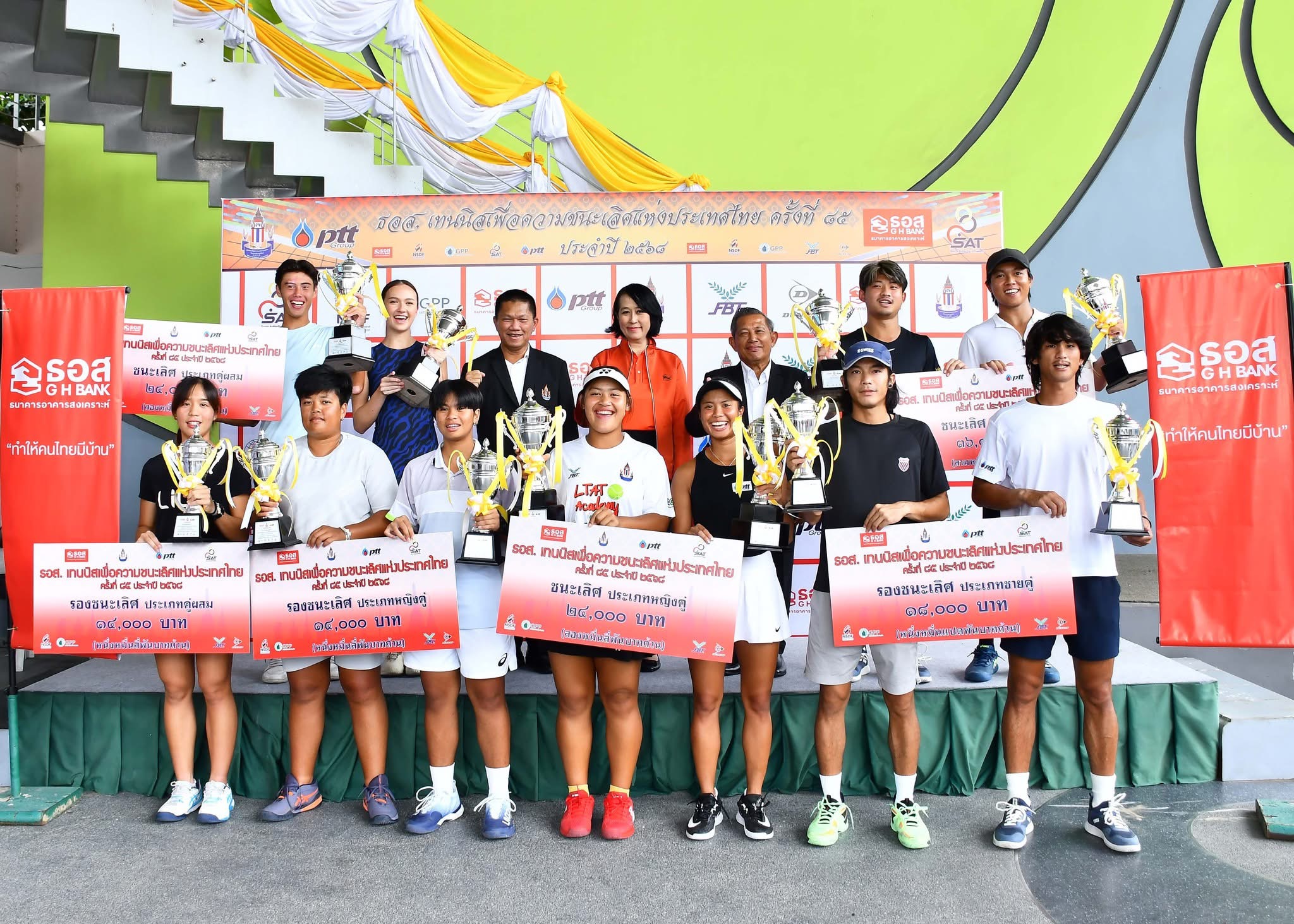 เทนนิส ธอส. ได้แชมป์ประเภทคู่ครบ "เจมส์-กมลวรรณ" มีลุ้นถ้วยรางวัลที่ 2